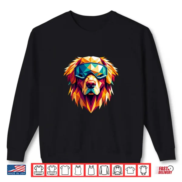 Sweatshirt Golden Retriever Dog Wearing Ski Snowboard Goggles Geometric Shirt
