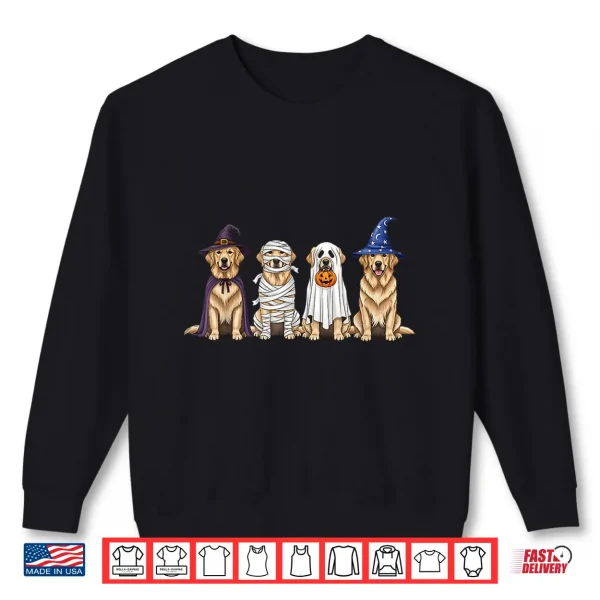 Sweatshirt Golden Retriever Dog Witch Mummy Ghost Boo Costume Halloween Shirt