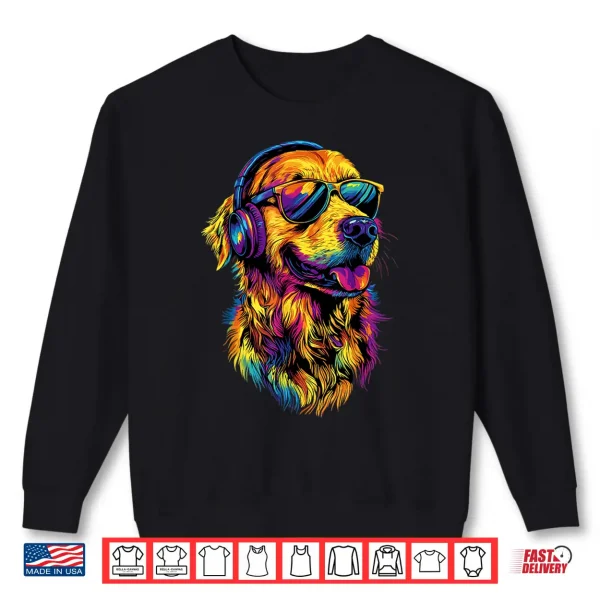 Sweatshirt Golden Retriever Dog with Sunglasses I Love Golden Retriever Shirt