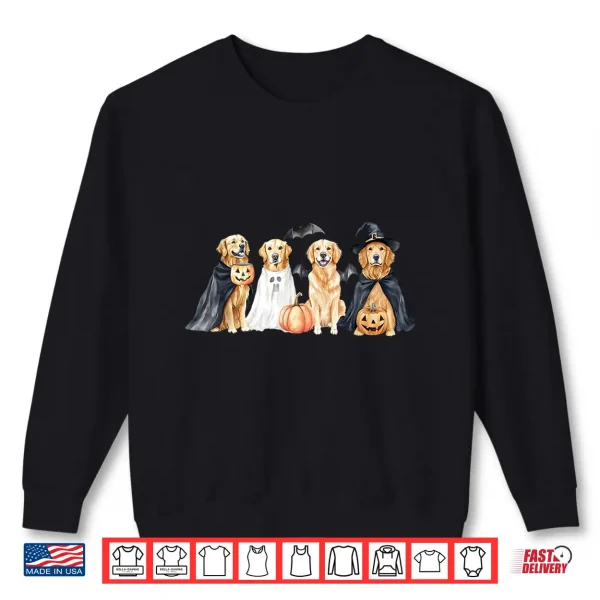 Sweatshirt Golden Retriever Dogs Ghost Boo Witch Costume Halloween Shirt