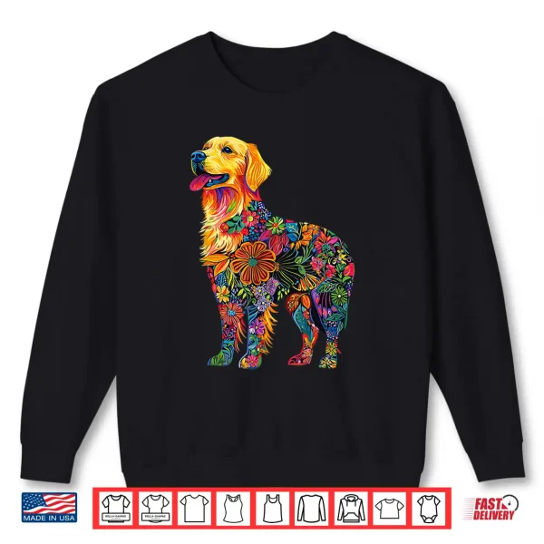 Sweatshirt Golden Retriever Flower Shirt
