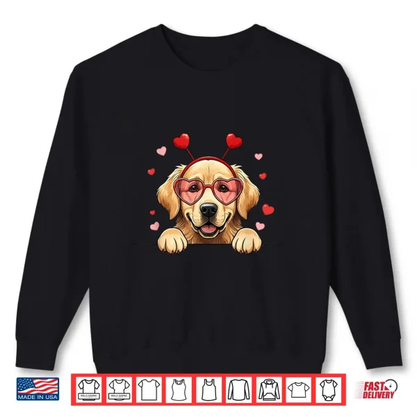 Sweatshirt Golden Retriever Heart Headband Valentine Professional Graphic Shirt