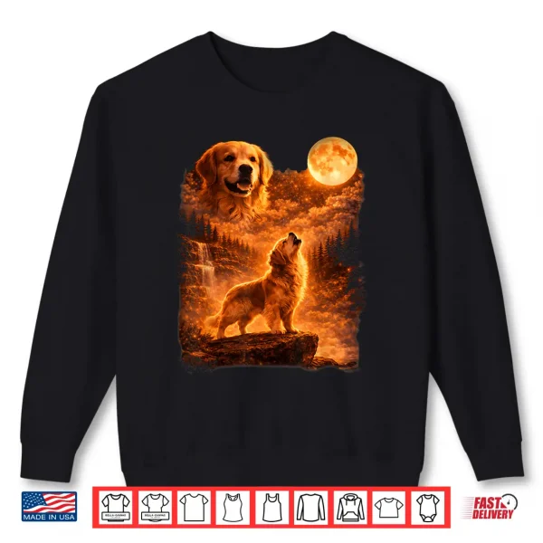 Sweatshirt Golden Retriever Howling To The Moon Vintage Dog Lover Shirt