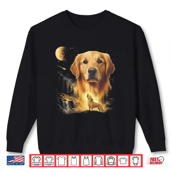 Sweatshirt Golden Retriever Howling to The Moon Vintage Shirt