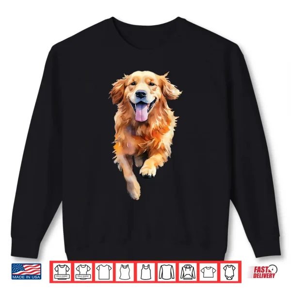 Sweatshirt Golden Retriever Illustration Art Dog Owner Pet Lover Shirt