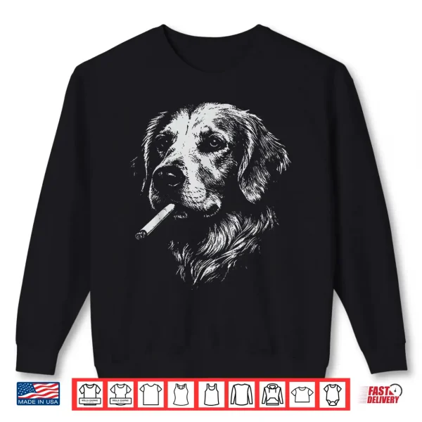 Sweatshirt Golden Retriever Meme Dog Smoking Cigarette Shirt