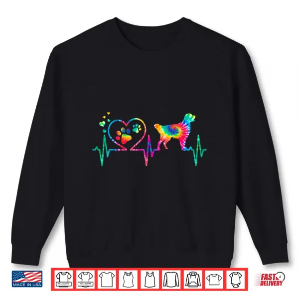 Sweatshirt Golden Retriever Mom Dad Heartbeat Tie Dye Dog Gift Shirt