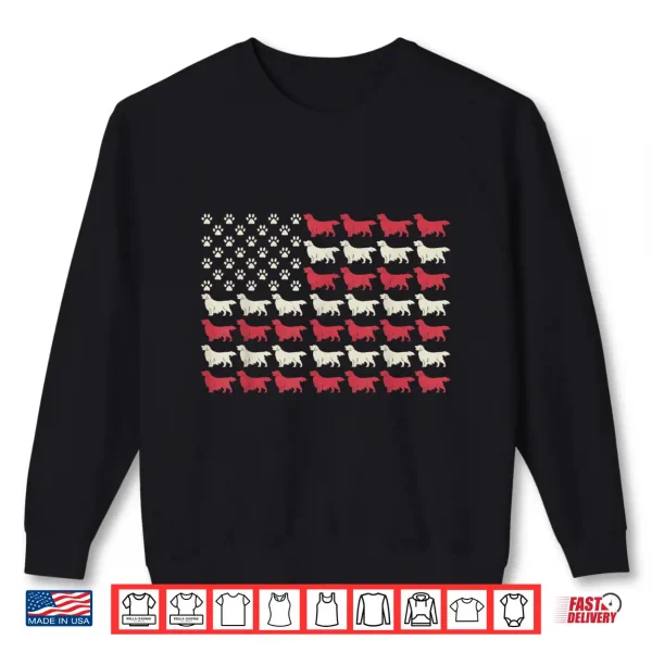 Sweatshirt Golden Retriever Patriotic American Flag 4th Of July Dogs Shirt