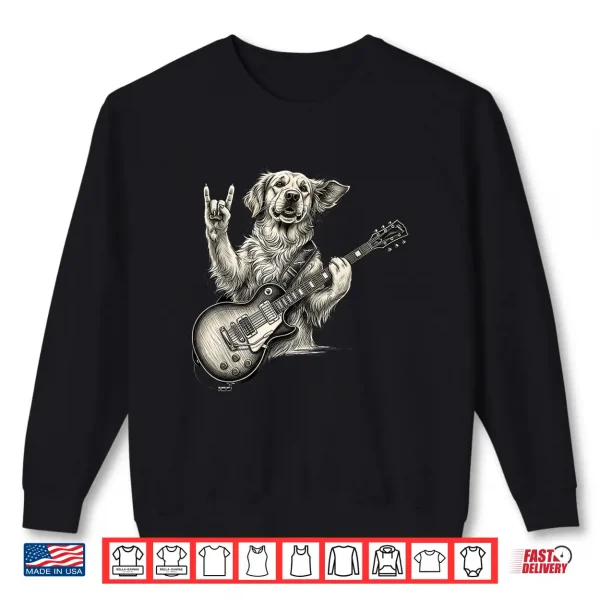 Sweatshirt Golden Retriever Playing Guitar Rock Music Dog Mom Dad Shirt