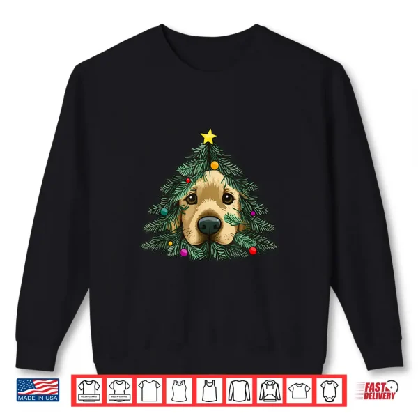 Sweatshirt Golden Retriever Puppy in Christmas tree Shirt