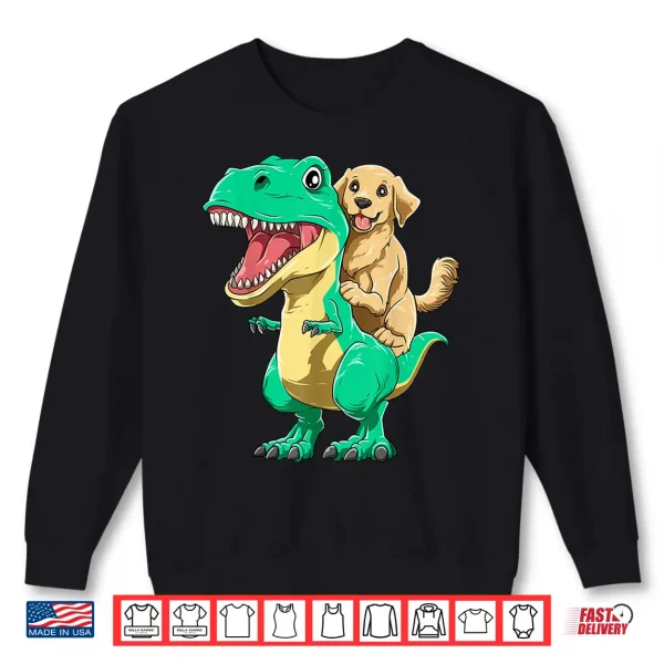 Sweatshirt Golden Retriever Riding Dinosaur T Rex Golden Retriever Shirt