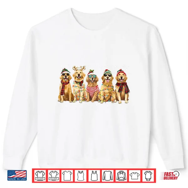 Sweatshirt Golden Retriever Santa Christmas Lights Xmas Dog Lover Shirt