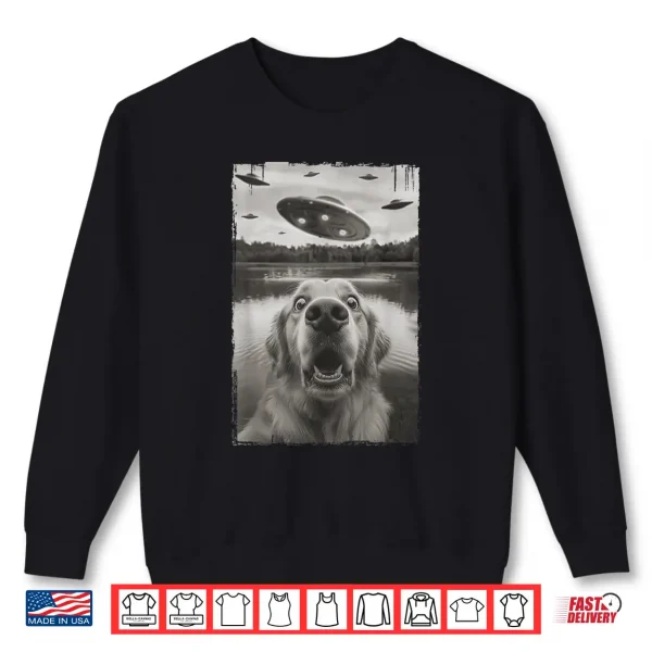 Sweatshirt Golden Retriever Selfie with UFO Funny Golden Retriever Shirt