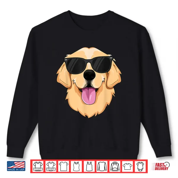 Sweatshirt Golden Retriever Shirt for Kids Boys Girls Sunglasses Pet Shirt
