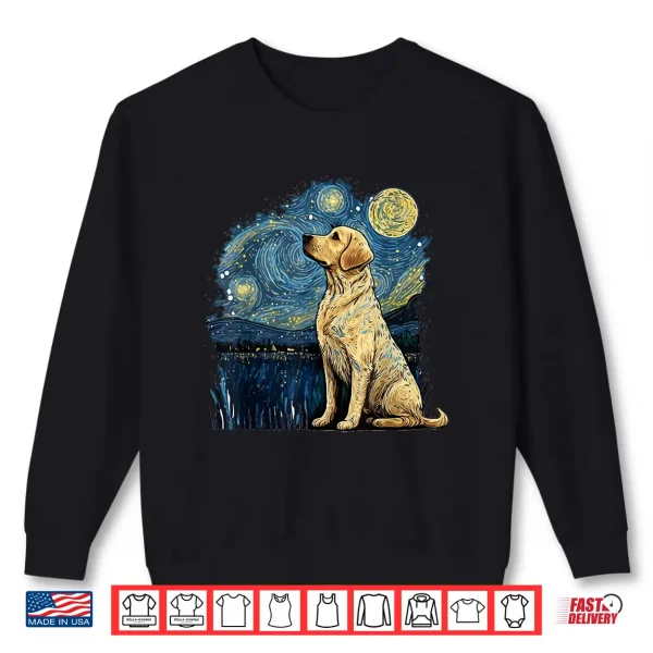 Sweatshirt Golden Retriever Starry Night Van Gogh Golden Lab Shirt