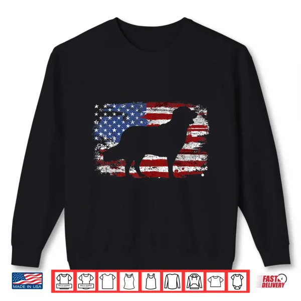 Sweatshirt Golden Retriever Vintage USA Flag Shirt
