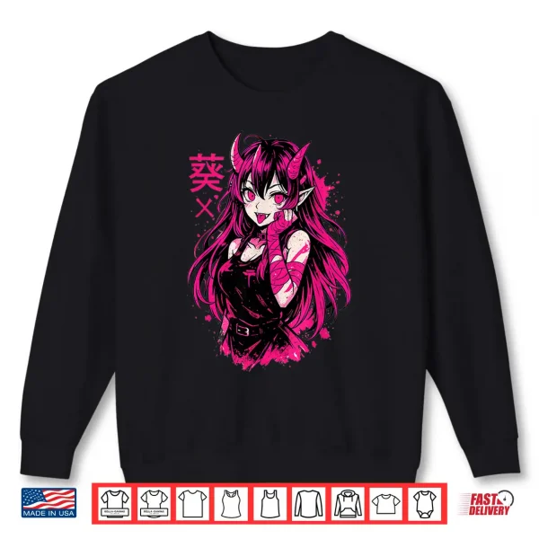 Sweatshirt Goth Anime Waifu Kawaii Manga Girl Creepy Horror Aesthetic Shirt