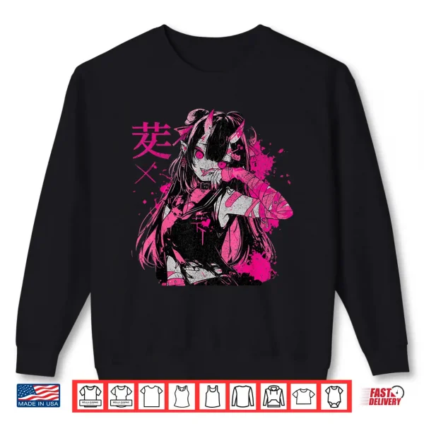 Sweatshirt Goth Grunge Demon Anime Girl Waifu Horror Alt Aesthetic Shirt