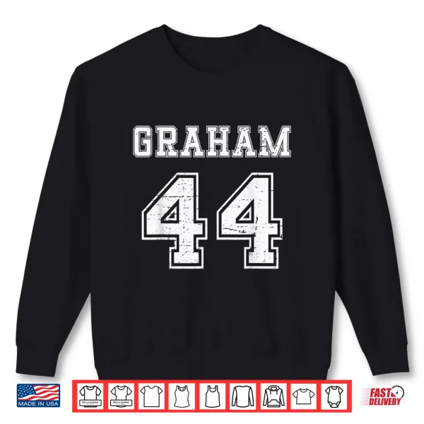 Sweatshirt Graham Vintage Jersey Text Graphic Number 44 Shirt