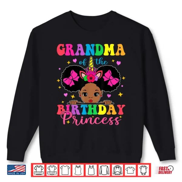 Sweatshirt Grandma of The Birthday Girl Princess Afro Melanin Unicorn Shirt