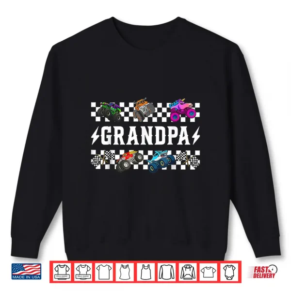 Sweatshirt Grandpa Retro Monster Truck Family Crew Birthday Matching Shirt