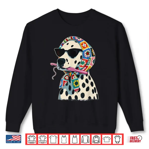 Sweatshirt Granny Square Dalmatian Funny Dalmatian Dog Crochet Yarn Shirt