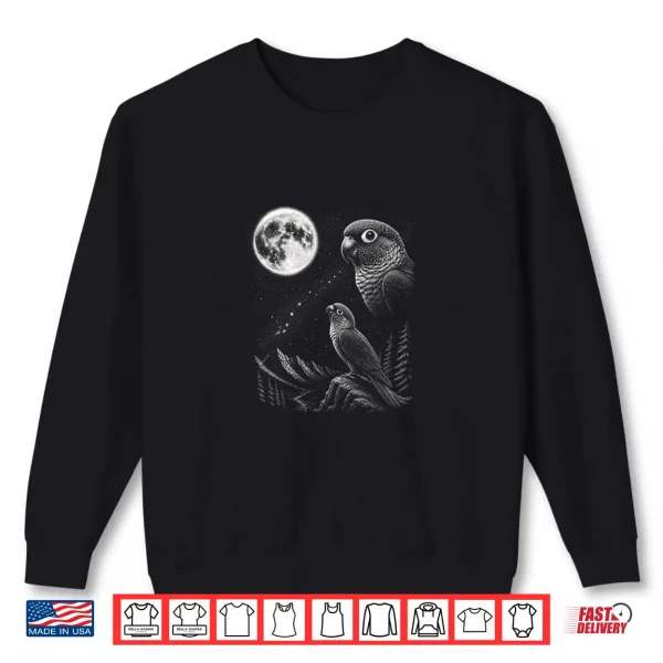 Sweatshirt Green Cheek Conure Howling to the Moon 90s Retro Parrot Shirt