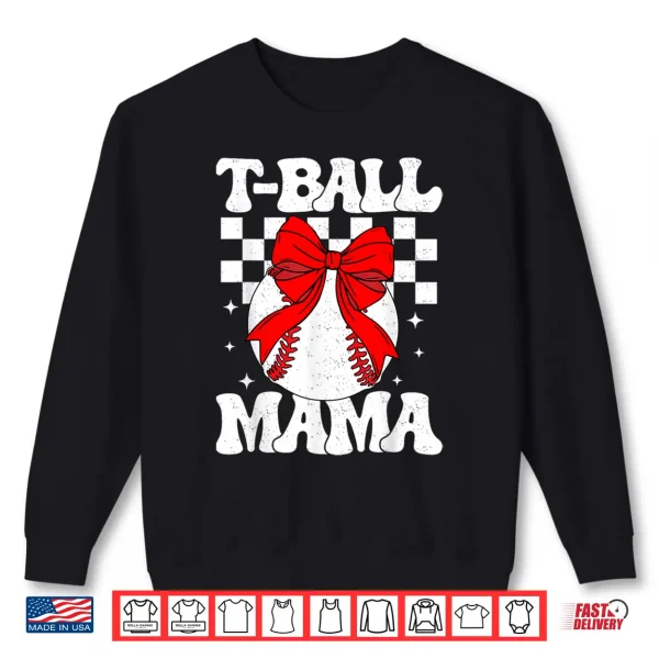 Sweatshirt Groovy Tball Mom Softball T Ball Mama Checkered Mothers Day Shirt