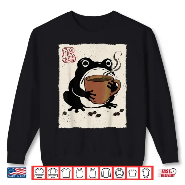Sweatshirt Grumpy Frog Funny Coffee Espresso Anime Japanese Shirt
