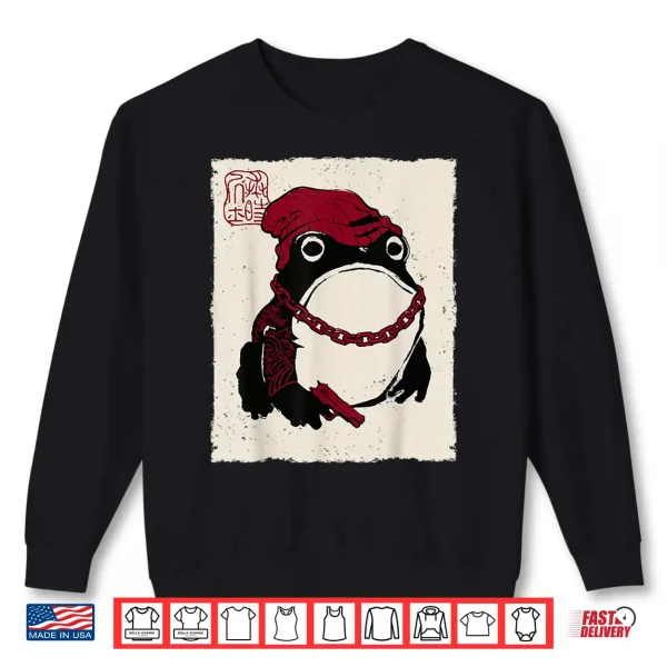 Sweatshirt Grumpy Frog Funny Gangster Gang Anime Japanese Shirt