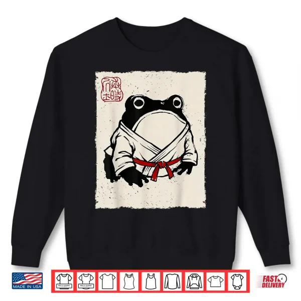 Sweatshirt Grumpy Frog Funny Karate Judo MMA Jiu Jitsu Anime Japanese Shirt