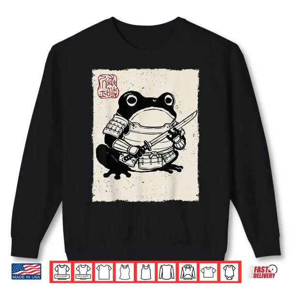 Sweatshirt Grumpy Frog Funny Samurai Warrior Anime Japanese Shirt 2