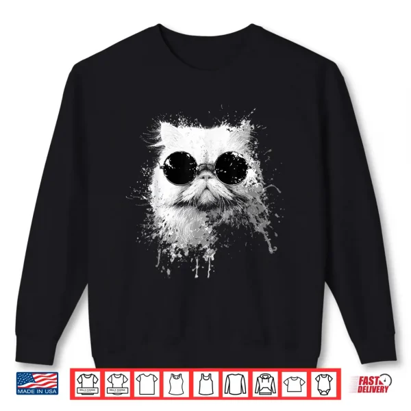 Sweatshirt Grunge Style Hipster Persian Cat with Sunglasses Shirt