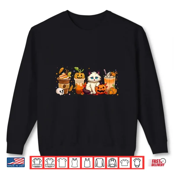Sweatshirt Halloween Ragdoll Cat Pumpkin Spice Latte Syrup Creamer Shirt