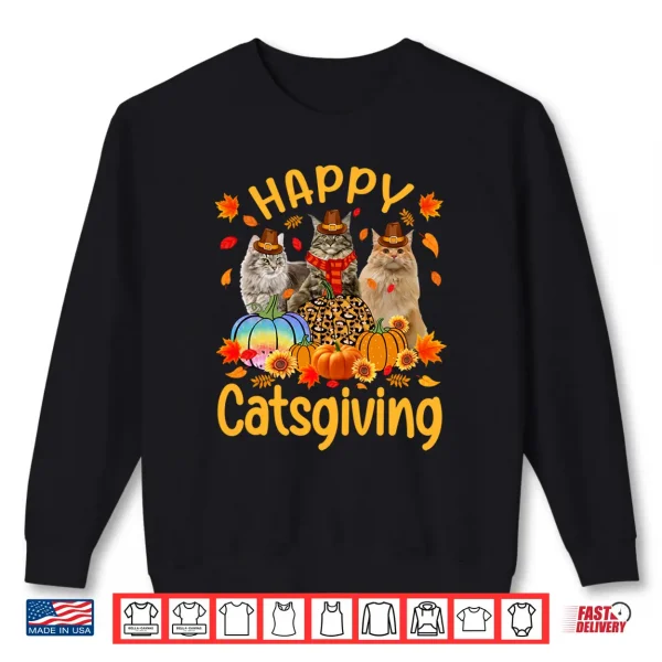 Sweatshirt Happy Catsgiving Maine Coon Cats Autumn Vibes Thanksgiving Shirt