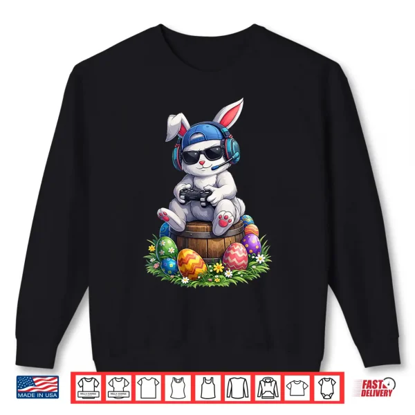Sweatshirt Happy Easter Day Shirts Bunny Egg Video Game Kids Mens Gamer Shirt