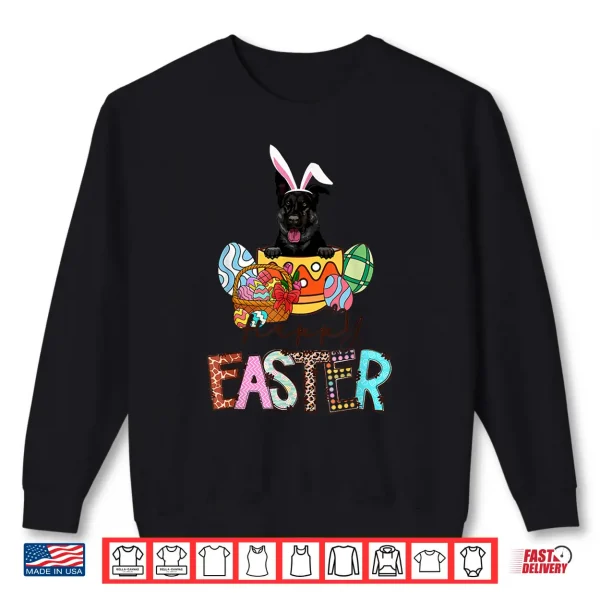 Sweatshirt Happy Easter Peeking Black German Shepherd Bunny Ear Dog Shirt