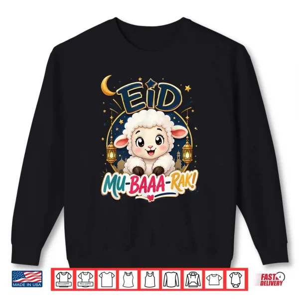 Sweatshirt Happy Eid Al Adha Mubarak Kids Muslim Cute Sheep Tee Holiday Shirt