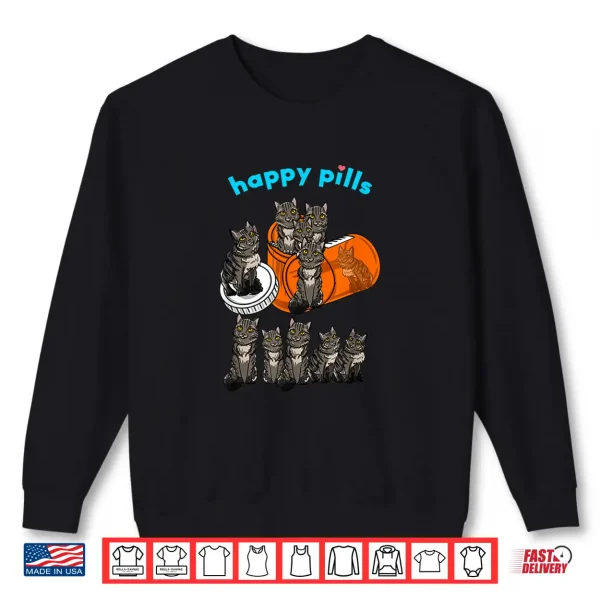Sweatshirt Happy Pills Maine Coon Funny Kitten Feline Cat Lover Gift Shirt