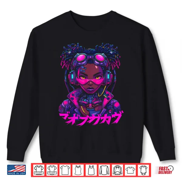 Sweatshirt Harajuku Cyberpunk Black Girl Anime Manga Waifu Japanese Shirt