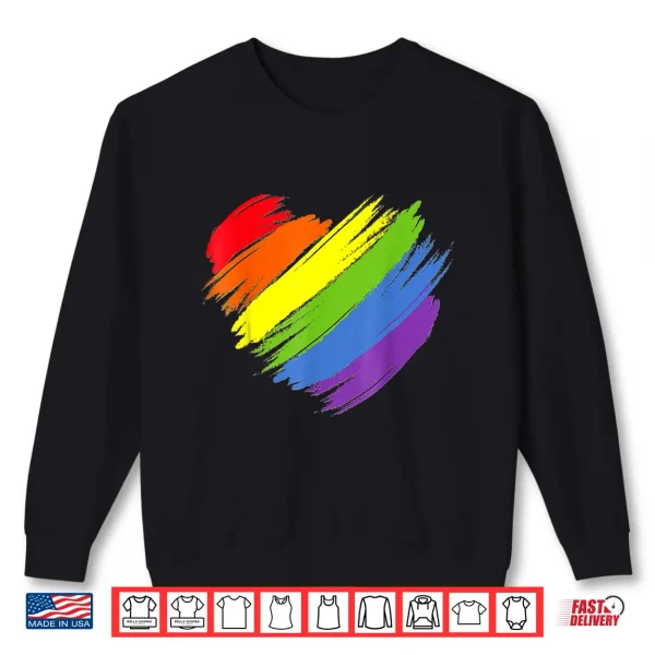 Sweatshirt Heart Shape LGBT Gay Pride Month Flag Shirt