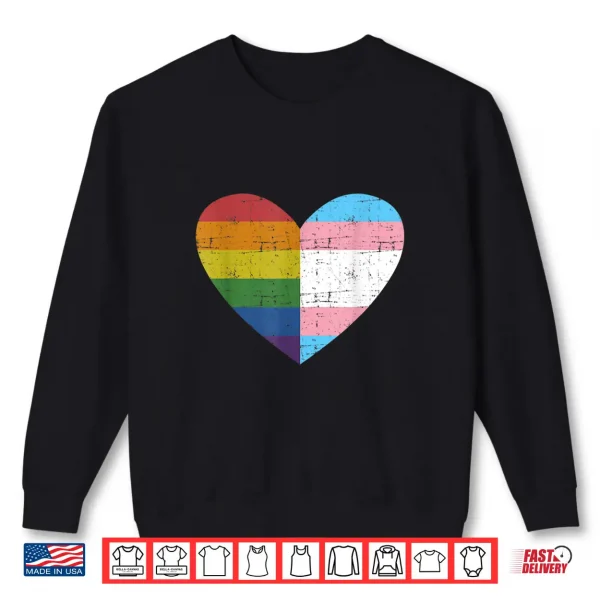 Sweatshirt Heart With Rainbow And Transgender Flag For Pride Month Shirt