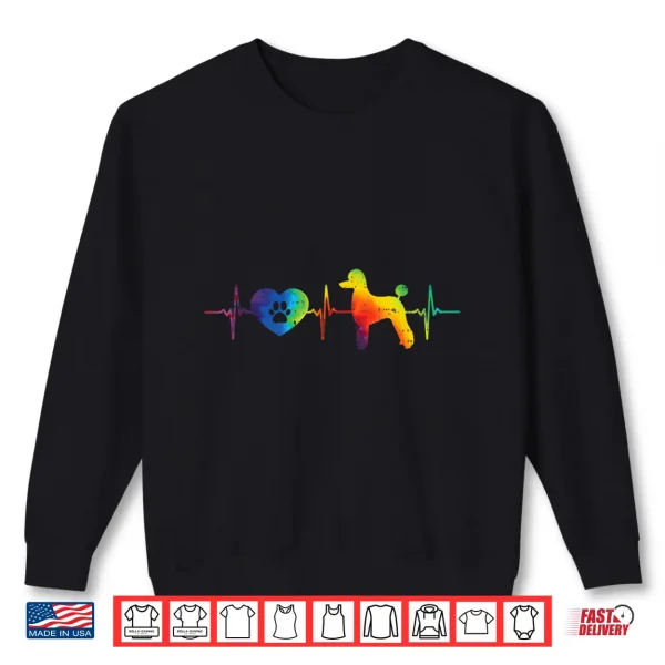 Sweatshirt Heartbeat Paw Poodle Tie Dye Hippie Pet Dog Lover Owner Gift Shirt