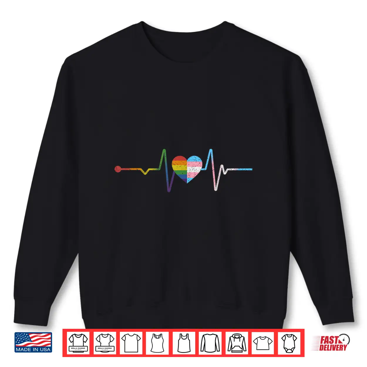 Heartbeat With Rainbow And Transgender Flag Lgbt Pride Month Shirt Heartbeat With Rainbow And Transgender Flag Lgbt Pride Month Shirt