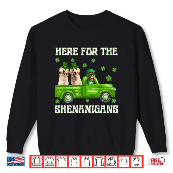 Sweatshirt Here For The Shenanigans Golden Retriever St Patricks Day Shirt