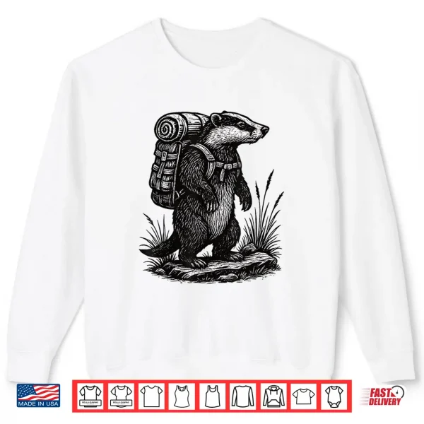 Sweatshirt Hiking Badger Backpacking Animals Funny Cottagecore Shirt