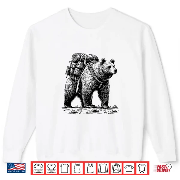 Sweatshirt Hiking Grizzly Bear Backpacking Animals Funny Cottagecore Shirt