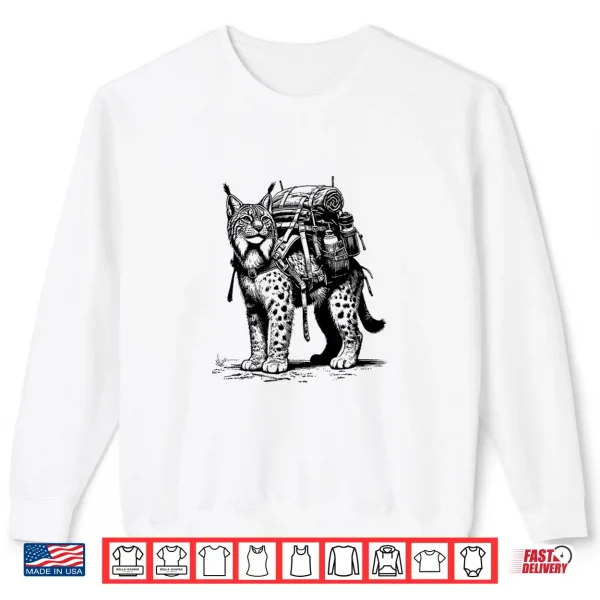 Sweatshirt Hiking Lynx Backpacking Animals Funny Cottagecore Shirt