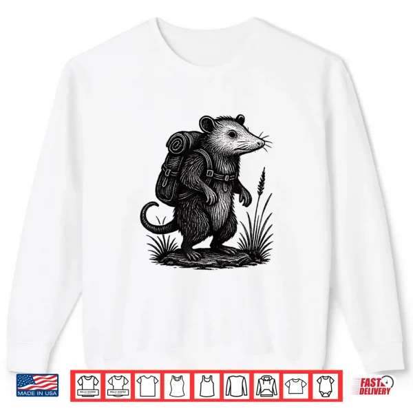 Sweatshirt Hiking Opossum Backpacking Animals Funny Cottagecore Shirt