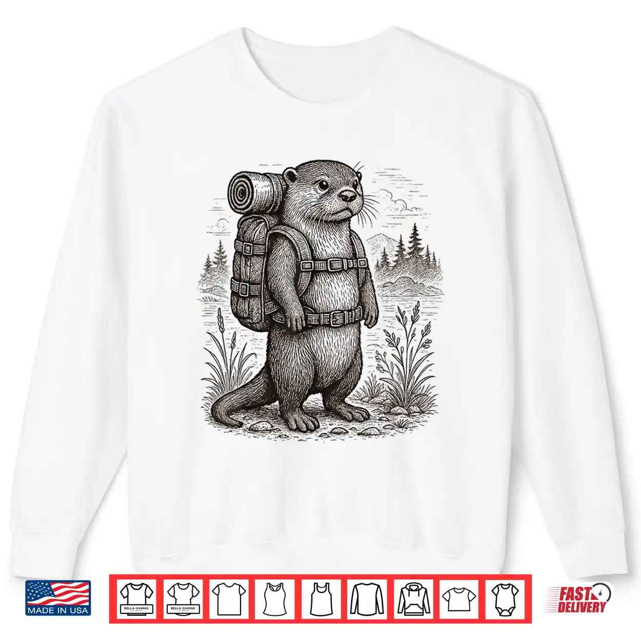 Hiking River Otter Backpacking Outdoor Funny Cottagecore Shirt